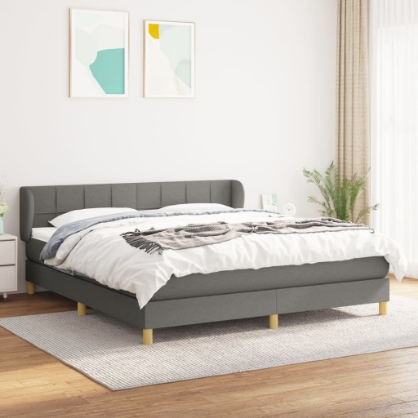 Εικόνα της Κρεβάτι Boxspring με Στρώμα Σκούρο Γκρι 180x200 εκ Υφασμάτιν Hobbo