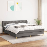 Εικόνα της Κρεβάτι Boxspring με Στρώμα Σκούρο Γκρι 180x200 εκ Υφασμάτιν Hobbo