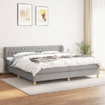 Εικόνα της Κρεβάτι Boxspring με Στρώμα Ανοιχτό Γκρι 200x200 εκ. Υφασμάτινο Hobbo