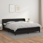 Εικόνα της Κρεβάτι Boxspring με Στρώμα Μαύρο 180x200εκ.από Συνθετικό Δέρμα Hobbo