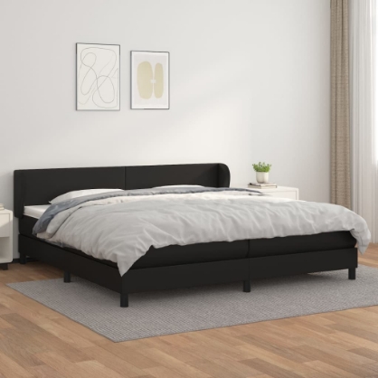 Εικόνα της Κρεβάτι Boxspring με Στρώμα Μαύρο 200x200 εκ. Συνθετικό Δέρμα Hobbo