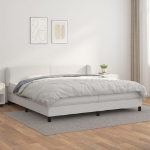 Εικόνα της Κρεβάτι Boxspring με Στρώμα Λευκό 200x200 εκ. Συνθετικό Δέρμα Hobbo