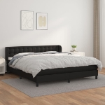 Εικόνα της Κρεβάτι Boxspring με Στρώμα Μαύρο 180x200εκ.από Συνθετικό Δέρμα Hobbo