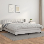 Εικόνα της Κρεβάτι Boxspring με Στρώμα Λευκό 180x200 εκ. Συνθετικό Δέρμα Hobbo