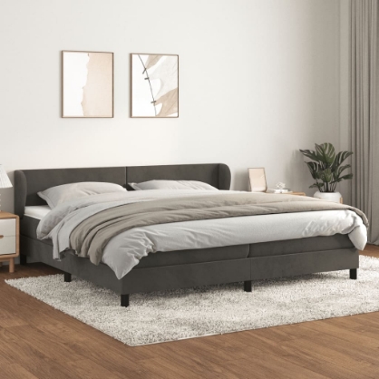 Εικόνα της Κρεβάτι Boxspring με Στρώμα Σκούρο Γκρι 200x200 εκ. Βελούδινο Hobbo