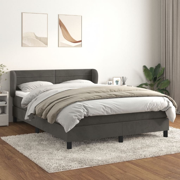 Εικόνα της Κρεβάτι Boxspring με Στρώμα Σκούρο Γκρι 180x200 εκ. Βελούδινο Hobbo