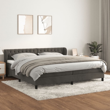 Εικόνα της Κρεβάτι Boxspring με Στρώμα Σκούρο Γκρι 200x200 εκ. Βελούδινο Hobbo