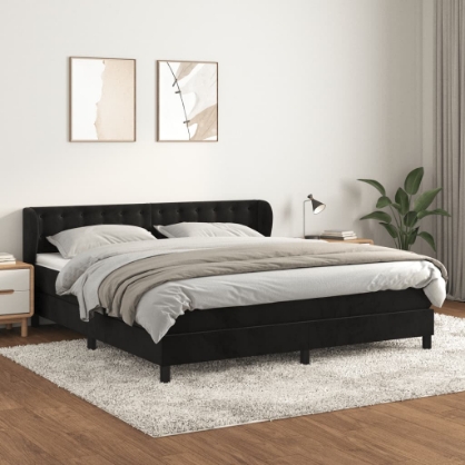 Εικόνα της Κρεβάτι Boxspring με Στρώμα Μαύρο 180x200 εκ. Βελούδινο Hobbo