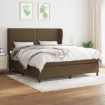 Εικόνα της Κρεβάτι Boxspring με Στρώμα Σκούρο Καφέ 180x200 εκ Υφασμάτινο Hobbo