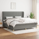 Εικόνα της Κρεβάτι Boxspring με Στρώμα Σκούρο Γκρι 200x200 εκ. Υφασμάτινο Hobbo