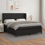 Εικόνα της Κρεβάτι Boxspring με Στρώμα Μαύρο 180x200εκ.από Συνθετικό Δέρμα Hobbo