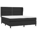 Εικόνα της Κρεβάτι Boxspring με Στρώμα Μαύρο 180x200εκ.από Συνθετικό Δέρμα Hobbo