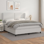 Εικόνα της Κρεβάτι Boxspring με Στρώμα Λευκό 180x200 εκ. Συνθετικό Δέρμα Hobbo