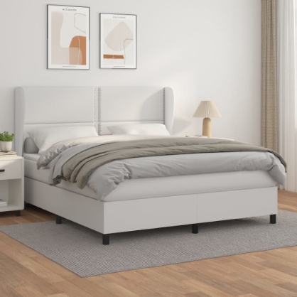 Εικόνα της Κρεβάτι Boxspring με Στρώμα Λευκό 180x200 εκ. Συνθετικό Δέρμα Hobbo