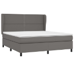 Εικόνα της Κρεβάτι Boxspring με Στρώμα Γκρι 180x200 εκ. Συνθετικό Δέρμα Hobbo