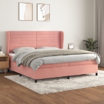 Εικόνα της Κρεβάτι Boxspring με Στρώμα Ροζ 200x200 εκ. Βελούδινο Hobbo