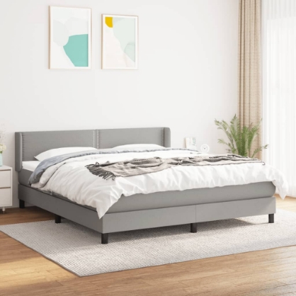 Εικόνα της Κρεβάτι Boxspring με Στρώμα Ανοιχτό Γκρι 180x200 εκ. Υφασμάτινο Hobbo