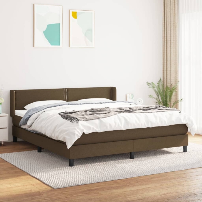 Εικόνα της Κρεβάτι Boxspring με Στρώμα Σκούρο Καφέ 180x200 εκ Υφασμάτινο Hobbo