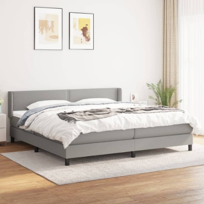 Εικόνα της Κρεβάτι Boxspring με Στρώμα Ανοιχτό Γκρι 200x200 εκ. Υφασμάτινο Hobbo