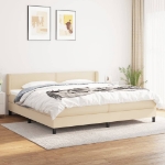 Εικόνα της Κρεβάτι Boxspring με Στρώμα Κρεμ 200x200 εκ. Υφασμάτινο Hobbo