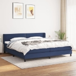 Εικόνα της Κρεβάτι Boxspring με Στρώμα Μπλε 200x200 εκ. Υφασμάτινο Hobbo