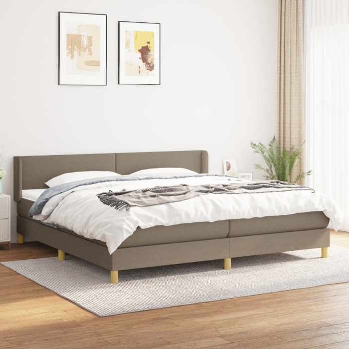 Εικόνα της Κρεβάτι Boxspring με Στρώμα Taupe 200x200 εκ. Υφασμάτινο Hobbo