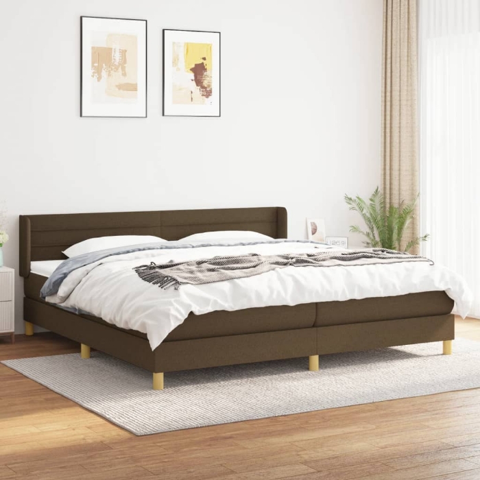 Εικόνα της Κρεβάτι Boxspring με Στρώμα Σκούρο Καφέ 200x200 εκ. Υφασμάτινο Hobbo