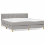 Εικόνα της Κρεβάτι Boxspring με Στρώμα Ανοιχτό Γκρι 180x200 εκ. Υφασμάτινο Hobbo