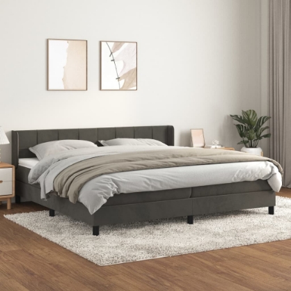 Εικόνα της Κρεβάτι Boxspring με Στρώμα Σκούρο Γκρι 200x200 εκ. Βελούδινο Hobbo