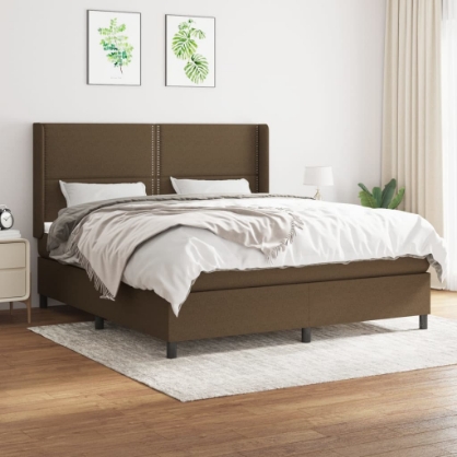 Εικόνα της Κρεβάτι Boxspring με Στρώμα Σκούρο Καφέ 180x200 εκ Υφασμάτινο Hobbo