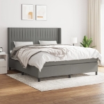 Εικόνα της Κρεβάτι Boxspring με Στρώμα Σκούρο Γκρι 180x200 εκ Υφασμάτιν Hobbo