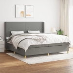 Εικόνα της Κρεβάτι Boxspring με Στρώμα Σκούρο Γκρι 200x200 εκ. Υφασμάτινο Hobbo