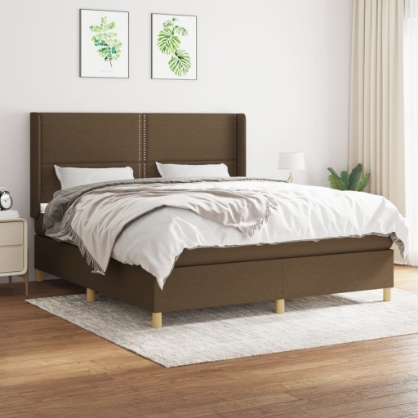 Εικόνα της Κρεβάτι Boxspring με Στρώμα Σκούρο Καφέ 180x200 εκ Υφασμάτινο Hobbo