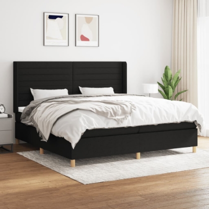 Εικόνα της Κρεβάτι Boxspring με Στρώμα Μαύρο 200x200 εκ. Υφασμάτινο Hobbo