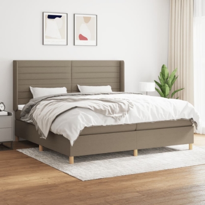 Εικόνα της Κρεβάτι Boxspring με Στρώμα Taupe 200x200 εκ. Υφασμάτινο Hobbo