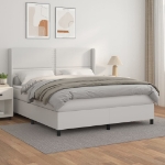 Εικόνα της Κρεβάτι Boxspring με Στρώμα Λευκό 180x200 εκ. Συνθετικό Δέρμα Hobbo