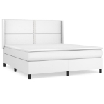 Εικόνα της Κρεβάτι Boxspring με Στρώμα Λευκό 180x200 εκ. Συνθετικό Δέρμα Hobbo