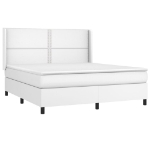 Εικόνα της Κρεβάτι Boxspring με Στρώμα Λευκό 180x200 εκ. Συνθετικό Δέρμα Hobbo