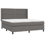 Εικόνα της Κρεβάτι Boxspring με Στρώμα Γκρι 180x200 εκ. Συνθετικό Δέρμα Hobbo