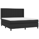 Εικόνα της Κρεβάτι Boxspring με Στρώμα Μαύρο 180x200εκ.από Συνθετικό Δέρμα Hobbo