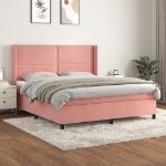 Εικόνα της Κρεβάτι Boxspring με Στρώμα Ροζ 180x200 εκ. Βελούδινο Hobbo