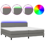 Εικόνα της Κρεβάτι Boxspring με Στρώμα & LED Σκ.Γκρι 200x200εκ. Υφασμάτινο Hobbo