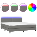 Εικόνα της Κρεβάτι Boxspring με Στρώμα & LED Σκ.Γκρι 180x200 εκ Υφασμάτινο Hobbo