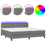 Εικόνα της Κρεβάτι Boxspring με Στρώμα & LED Σκ.Γκρι 200x200εκ. Υφασμάτινο Hobbo