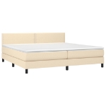 Εικόνα της Κρεβάτι Boxspring με Στρώμα & LED Κρεμ 200x200 εκ. Υφασμάτινο Hobbo