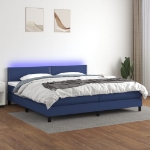 Εικόνα της Κρεβάτι Boxspring με Στρώμα & LED Μπλε 200x200 εκ. Υφασμάτινο Hobbo