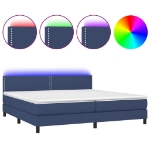 Εικόνα της Κρεβάτι Boxspring με Στρώμα & LED Μπλε 200x200 εκ. Υφασμάτινο Hobbo