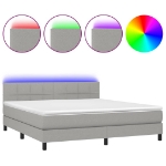 Εικόνα της Κρεβάτι Boxspring με Στρώμα & LED Αν.Γκρι 180x200 εκ Υφασμάτινο Hobbo