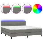 Εικόνα της Κρεβάτι Boxspring με Στρώμα & LED Σκ.Γκρι 180x200 εκ Υφασμάτινο Hobbo