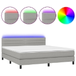 Εικόνα της Κρεβάτι Boxspring με Στρώμα & LED Αν.Γκρι 180x200 εκ Υφασμάτινο Hobbo